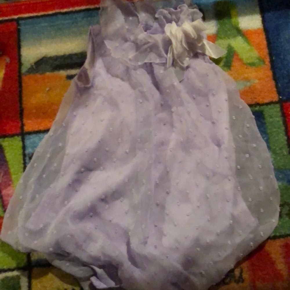 Euc 9 month lavender clasped dress w sheer overlay